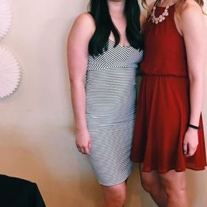 Black and white stripped midi dress